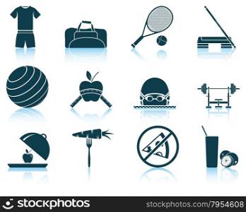 Set of fitness icons. EPS 10 vector illustration without transparency.