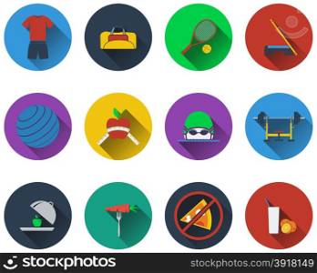 Set of fitness icons in flat design
