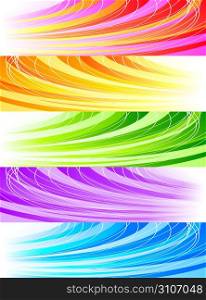 Set of five horizontal decorative banners backgrounds