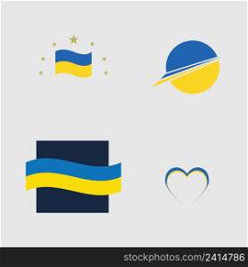set of flag of ukraine symbol blue and yellow illustration design template