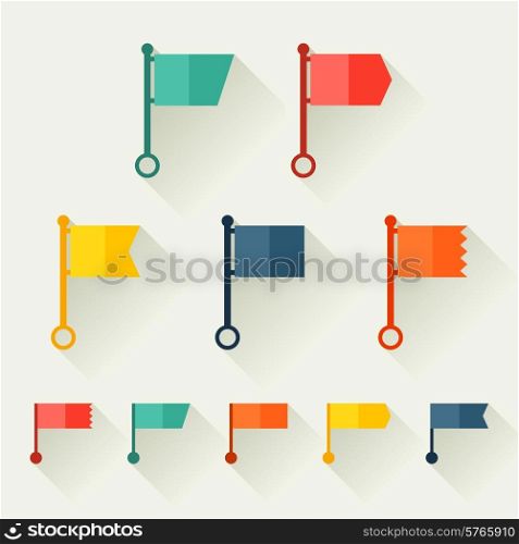 Set of flags for design in flat style.