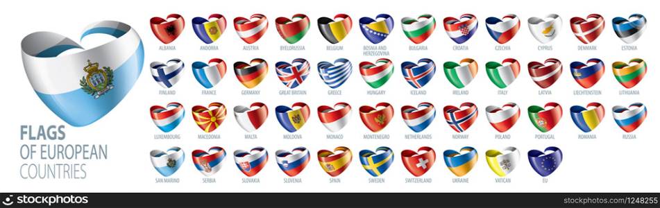 Set of flags of Europe. Vector illustration.. Set of flags of Europe. Vector illustration