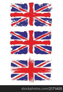 Set of flags of United United Kingdom with brush stroke or paint on white background vector illustration.