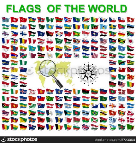 Set of Flags of world sovereign states. Vector illustration.