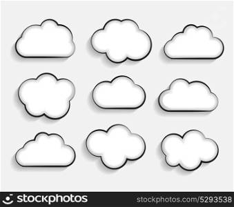 Set of Flat Cloud Shaped Frames with Long Shadows Vector Illustration EPS10. Set of Flat Cloud Shaped Frames with Long Shadows Vector Illustr