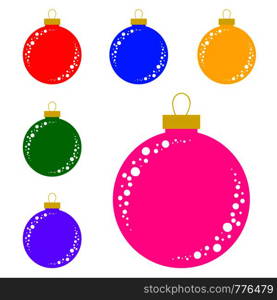 Set of flat colored isolated Christmas tree balls.