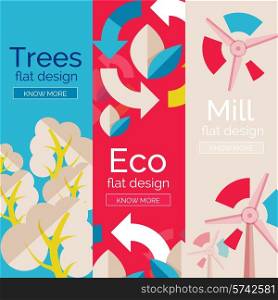 Set of flat design eco concepts, banners with promo text