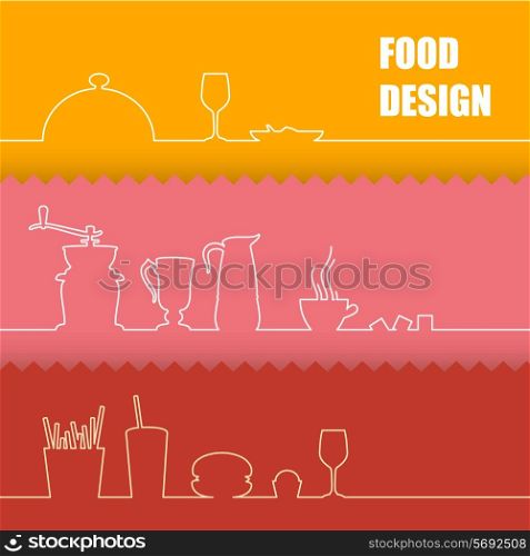 Set of flat design elements over colored backgrounds. Vector illustration.