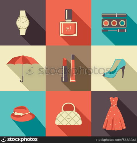 Set of flat design fashion icon for web and mobile phone services and apps