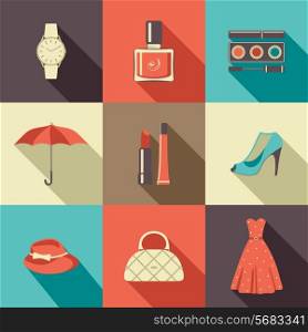 Set of flat design fashion icon for web and mobile phone services and apps