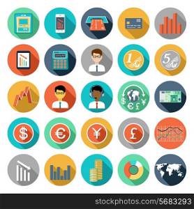 Set of flat design icons with financial infographics. vector illustration