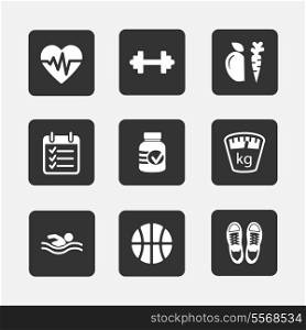 Set of flat fitness icons vector illustration isolated