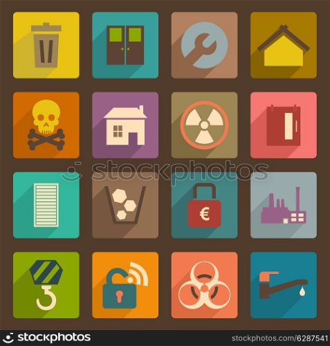 Set of flat icons. A vector illustration