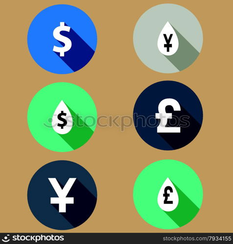 set of flat icons exchange rates. Long shadows