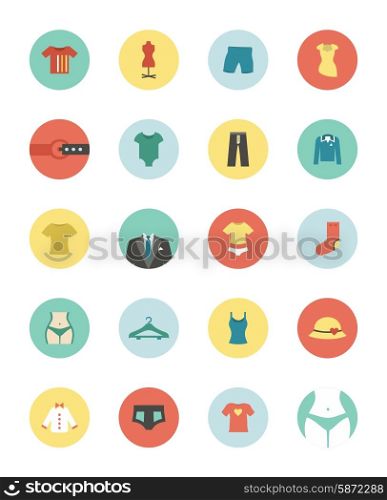 Set of flat icons on a theme clothes. Vector illustration
