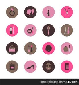 Set of flat icons on the theme of fashion. Vector illustration
