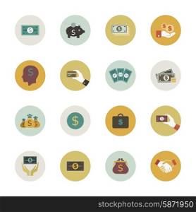 Set of flat icons on the theme of money. Vector illustration