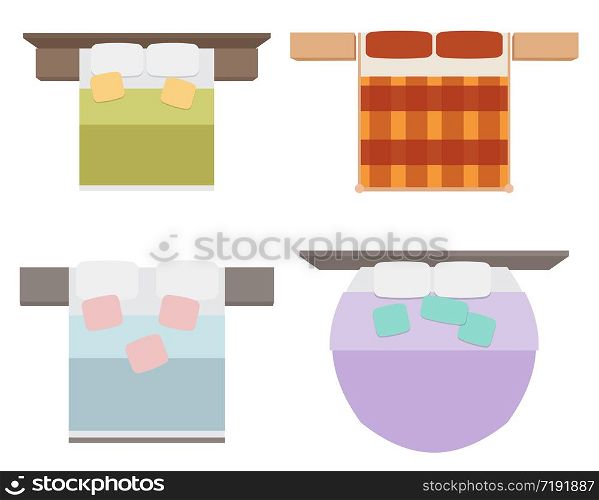 Set of flat illustrations beds with a view from the top. Vector element for your creativity and infographics. Set of flat illustrations beds with a view from the top. Vector