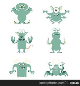 Set of flat moster icons10. Vector image of the set of monster flat icons