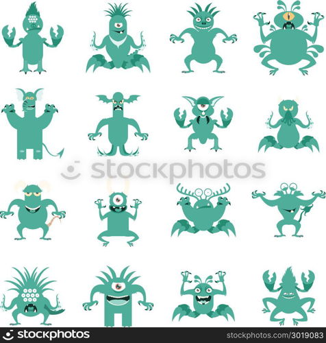 Set of flat moster icons3. Vector image of the set of monster flat icons