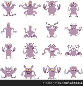 Set of flat moster icons4. Vector image of the set of monster flat icons
