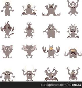 Set of flat moster icons5. Vector image of the set of monster flat icons