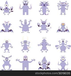 Set of flat moster icons6. Vector image of the set of monster flat icons