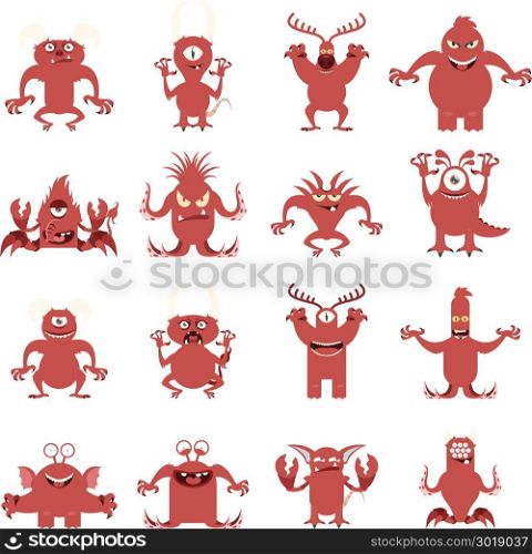 Set of flat moster icons8. Vector image of the set of monster flat icons
