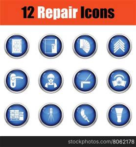 Set of flat repair icons. Vector illustration Glossy button design. Vector illustration.