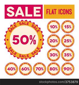 Set of flat sale labels with percents