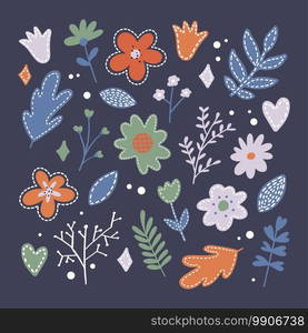 Set of flat Spring flower icons in silhouette isolated on white. Cute retro illustrations in bright colors for stickers. Set of flat Spring flower icons in silhouette isolated on white. Cute retro illustrations in bright colors for stickers, labels, tags, scrapbooking.