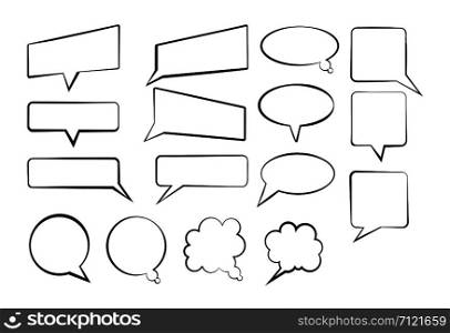 Set of flat transparent text fields for speeches, messages, quotes. Different shape and configuration. Flat design