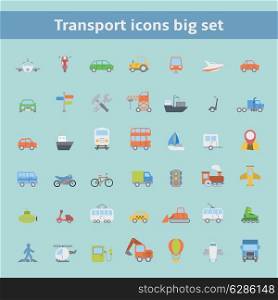 Set of flat transportation vehicles icons for web design or infographics elements isolated vector illustration