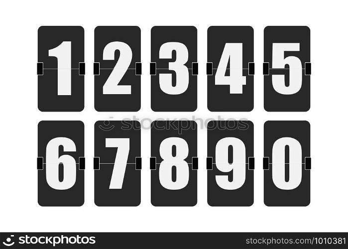 set of flipped scoreboard numbers in flat style. set of flipped scoreboard numbers in flat