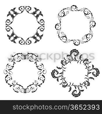 Set of floral design elements on the white background