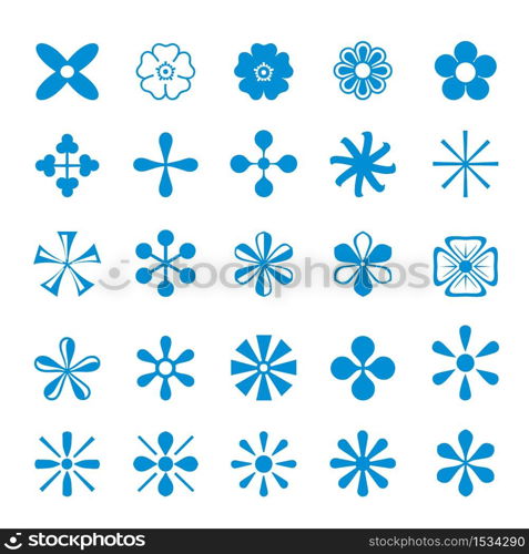 Set of Flower and Floral flat icon element Vector.