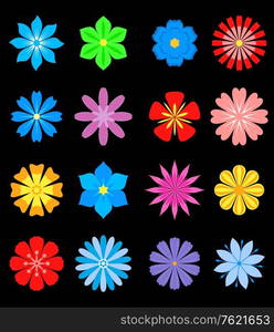 Set of flower blossoms isolated on background for design and ornate