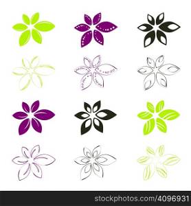 set of flower icons, vector illustration
