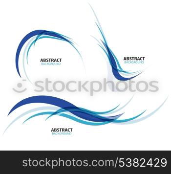 Set of flowing blue wave lines