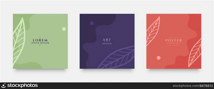 set of fluid minimal style social media card banners with leaf design 