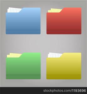 Set of folder icons vector illustration. Set of folder icons vector