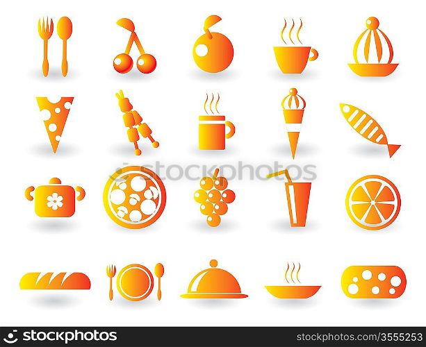 Set of food glossy icons