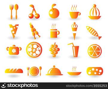 Set of food glossy icons