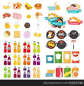 Set of Food Icons Template in Modern Flat Style Isolated on White. Material for Design. Vector Illustration EPS10. Set of Food Icons Template in Modern Flat Style Isolated on White. Material for Design. Vector Illustration