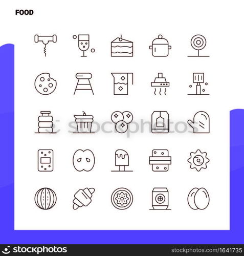 Set of Food Line Icon set 25 Icons. Vector Minimalism Style Design Black Icons Set. Linear pictogram pack.