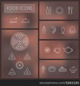 Set of food thin line icons for web and mobile. Vector illustration.
