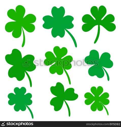 Set of Four and Three Leaf Clover, stock vector illustration