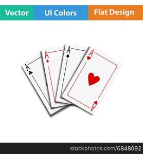 Set of four card icons. Flat color design. Vector illustration.