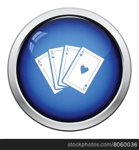 Set of four card icons. Glossy button design. Vector illustration.