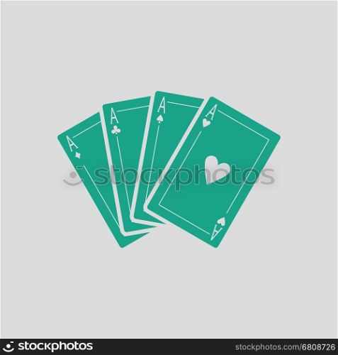 Set of four card icons. Gray background with green. Vector illustration.